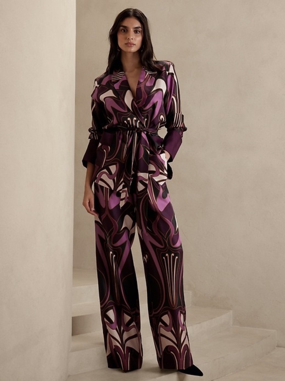 Banana Republic 100% Silk Aura Jacket & Pant Set